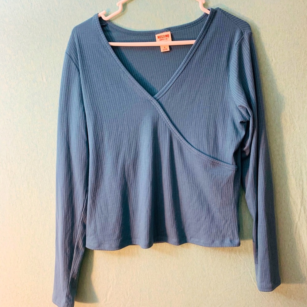 Blue Long Sleeve Crop top